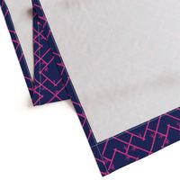 Bamboo Chinoiserie Lattice in Navy + Hot Pink