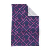 Bamboo Chinoiserie Lattice in Navy + Hot Pink