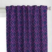 Bamboo Chinoiserie Lattice in Navy + Hot Pink