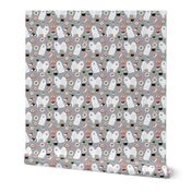 japanese spitz and sushi fabric cute dog and sushi design - grey