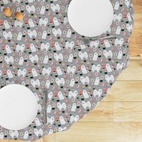 japanese spitz and sushi fabric cute dog and sushi design - grey