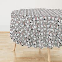 japanese spitz and sushi fabric cute dog and sushi design - grey