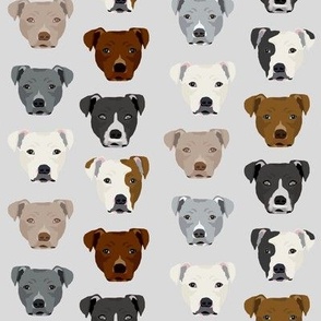 pitbull heads fabric pitbull terrier dog fabrics - light grey