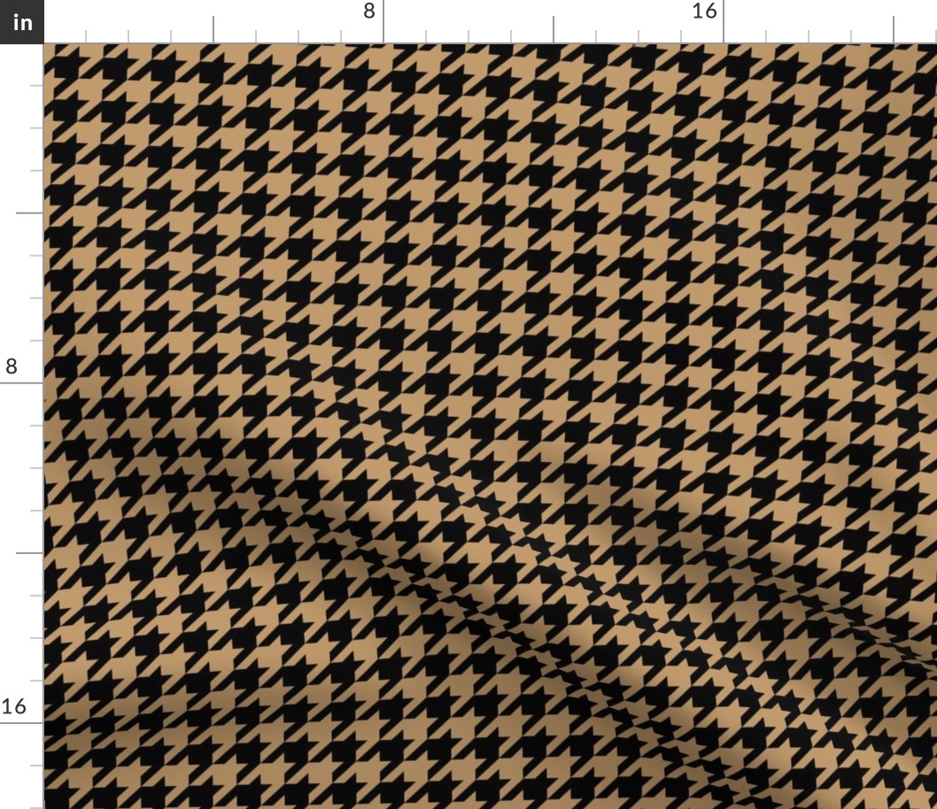 One Inch Camel Brown and Black Houndstooth Check