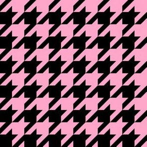 One Inch Carnation Pink and Black Houndstooth Check