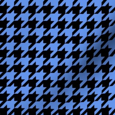 One Inch Cornflower Blue and Black Houndstooth Check