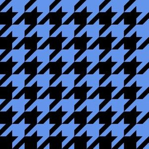 One Inch Cornflower Blue and Black Houndstooth Check