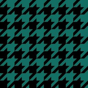 One Inch Cyan Turquoise Blue and Black Houndstooth Check