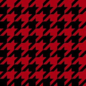 One Inch Dark Red and Black Houndstooth Check