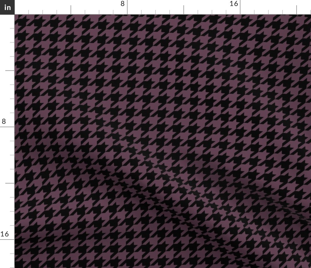 One Inch Eggplant Purple and Black Houndstooth Check