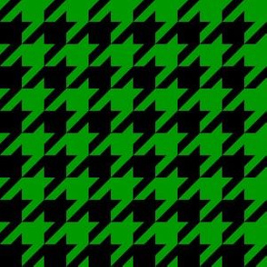 One Inch Christmas Green and Black Houndstooth Check