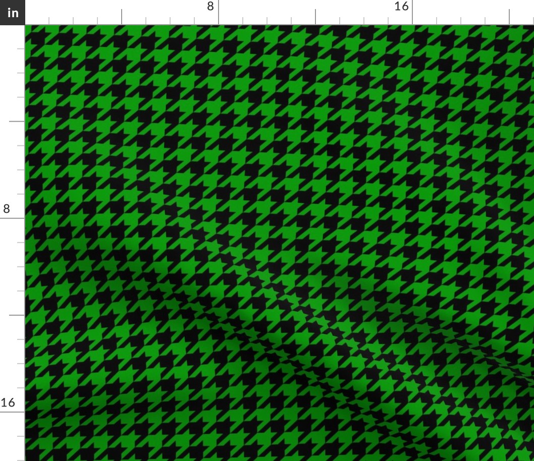 One Inch Christmas Green and Black Houndstooth Check