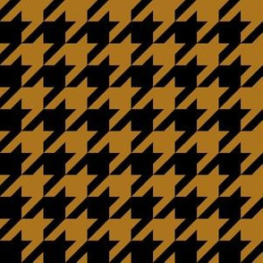 One Inch Matte Antique Gold and Black Houndstooth Check