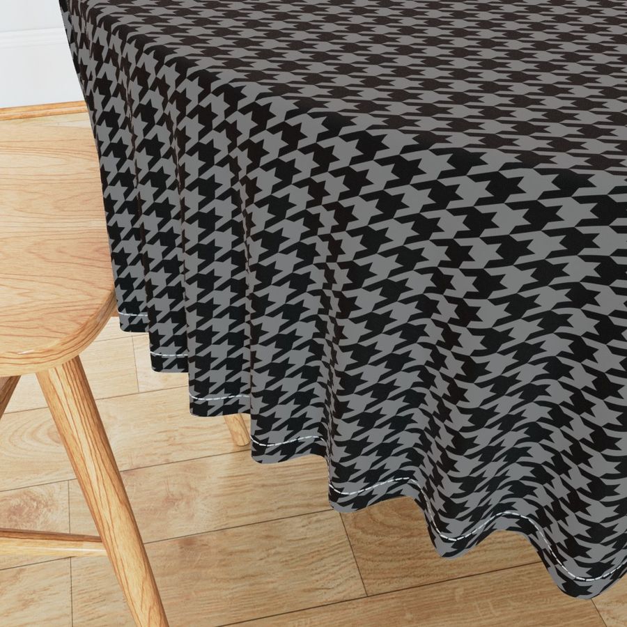 One Inch Medium Gray and Black Houndstooth Check