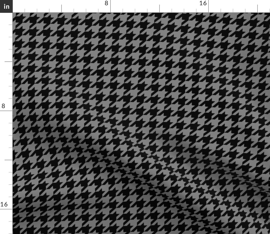 One Inch Medium Gray and Black Houndstooth Check