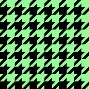 One Inch Mint Green and Black Houndstooth Check