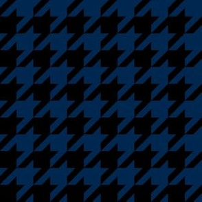 One Inch Navy Blue and Black Houndstooth Check