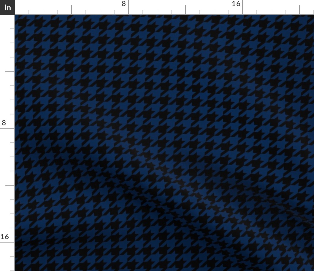 One Inch Navy Blue and Black Houndstooth Check