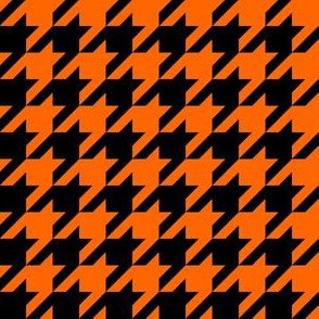 One Inch Orange and Black Houndstooth Check