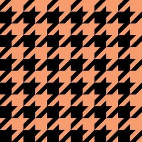 One Inch Peach and Black Houndstooth Check