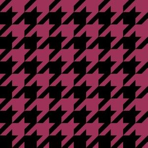 One Inch Sangria Pink and Black Houndstooth Check