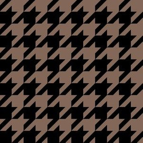 One Inch Taupe Brown and Black Houndstooth Check