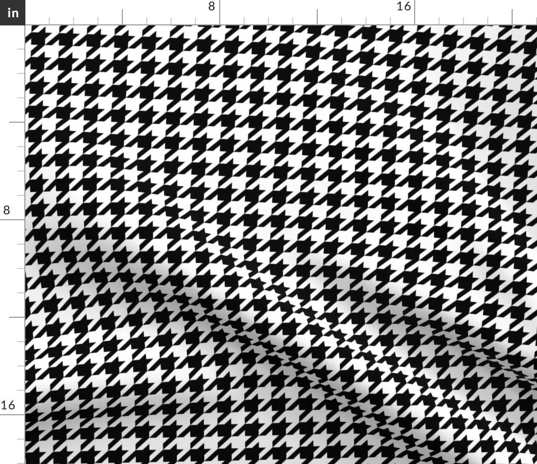 One Inch Black and White Houndstooth Check
