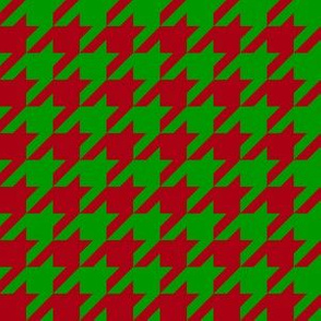 One Inch Dark Red and Christmas Green Houndstooth Check