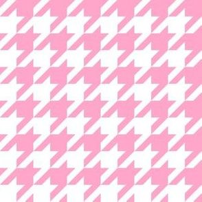 One Inch Carnation Pink and White Houndstooth Check