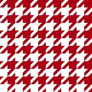 One Inch Dark Red and White Houndstooth Check