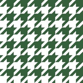 One Inch Hunter Green and White Houndstooth Check