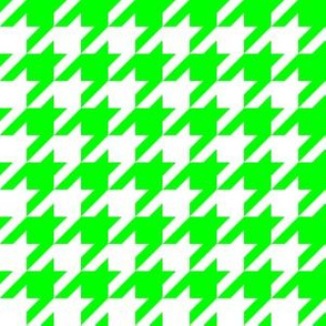 One Inch Lime Green and White Houndstooth Check
