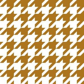 One Inch Matte Antique Gold and White Houndstooth Check