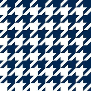 One Inch Navy Blue and White Houndstooth Check