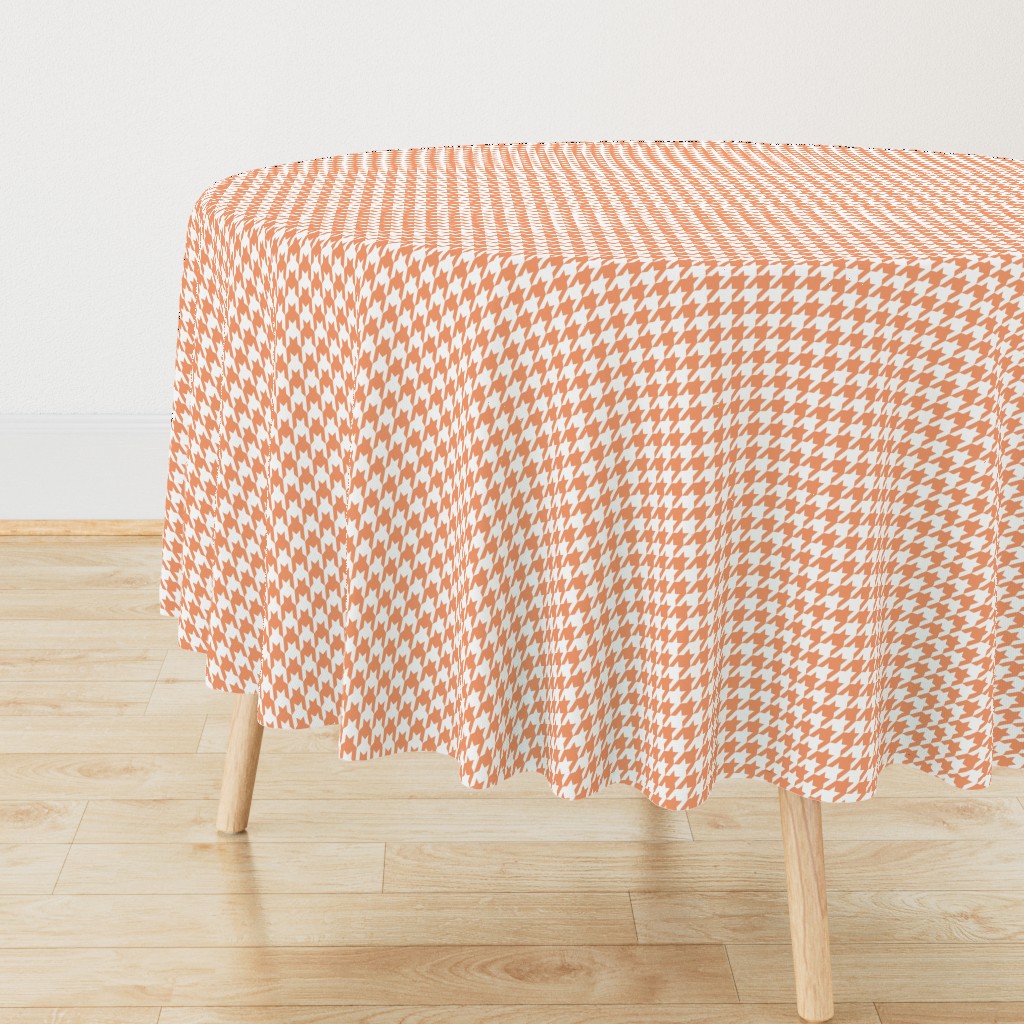 One Inch Peach and White Houndstooth Check