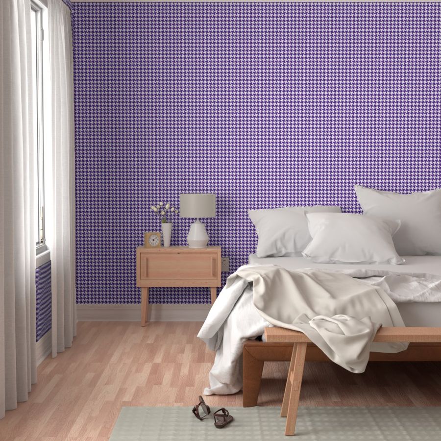 One Inch Purple and White Houndstooth Check