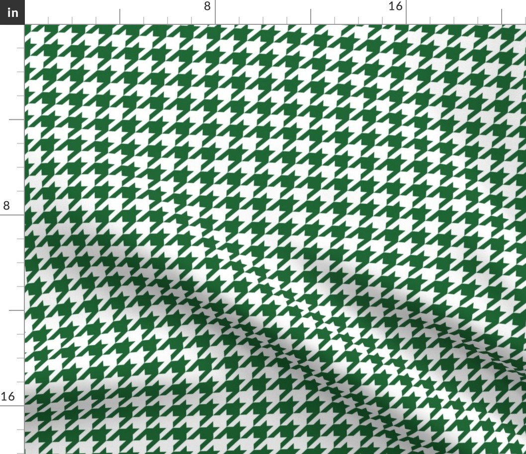 One Inch Spruce Green and White Houndstooth Check