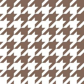 One Inch Taupe Brown and White Houndstooth Check