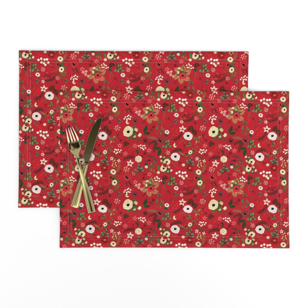 Red Vintage Christmas Floral SMALL