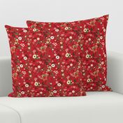 Red Vintage Christmas Floral SMALL
