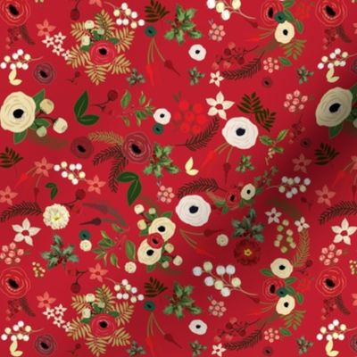 Red Vintage Christmas Floral SMALL