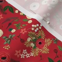 Red Vintage Christmas Floral SMALL