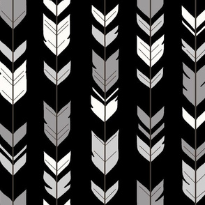 Arrow Feathers - Black, grey and white