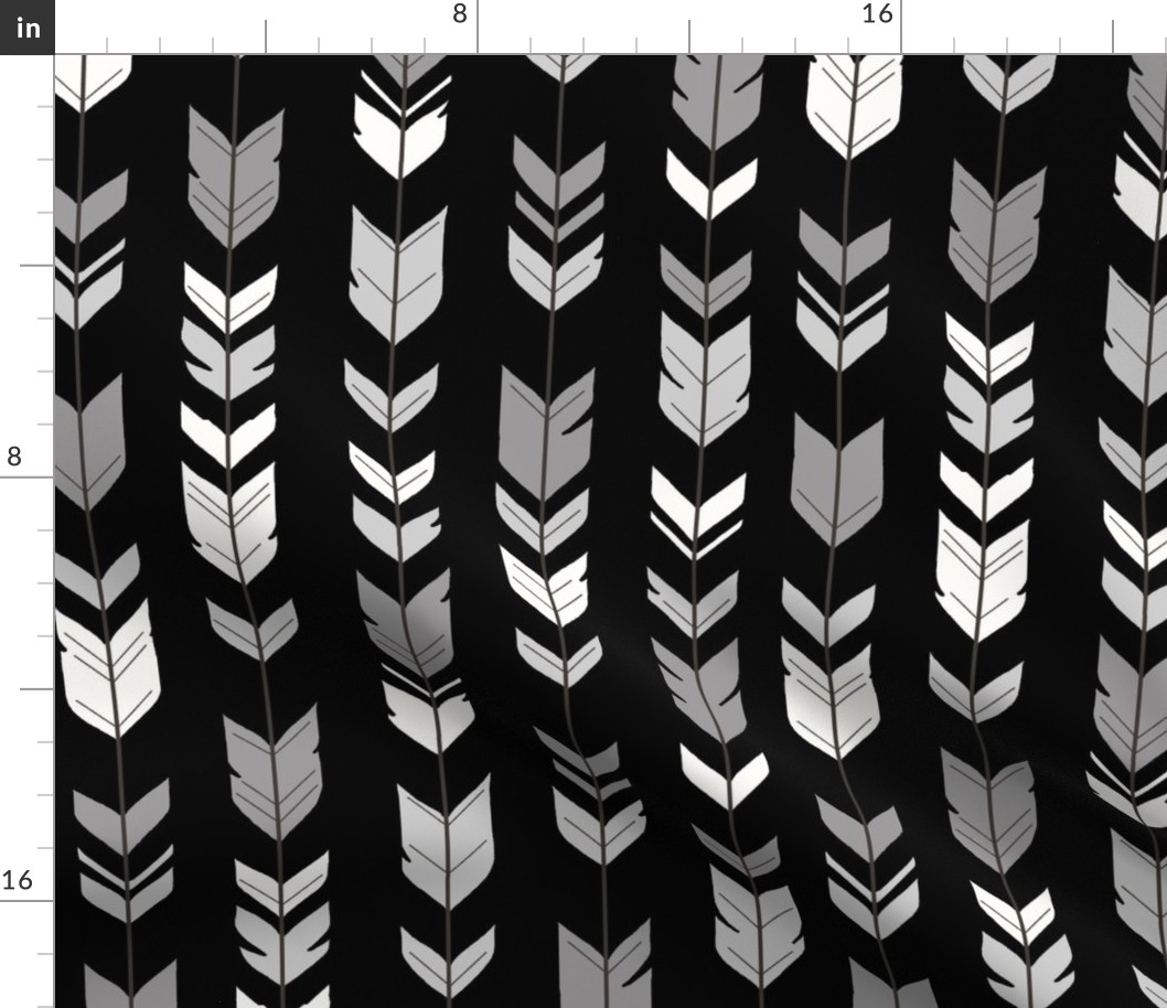 Arrow Feathers - Black, grey and white
