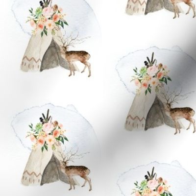 Loved Deerly Teepee and Florals 4"