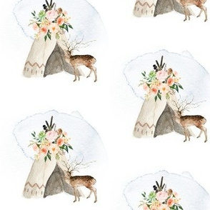 Loved Deerly Teepee and Florals 4"