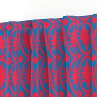 Geometric Acanthus in bright red and blue