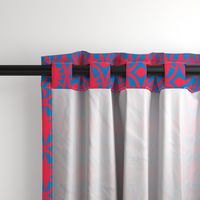 Geometric Acanthus in bright red and blue