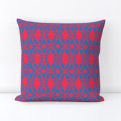 Geometric Acanthus in bright red and blue