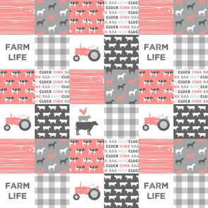 (3" small scale) farm life wholecloth - pink coral woodgrain